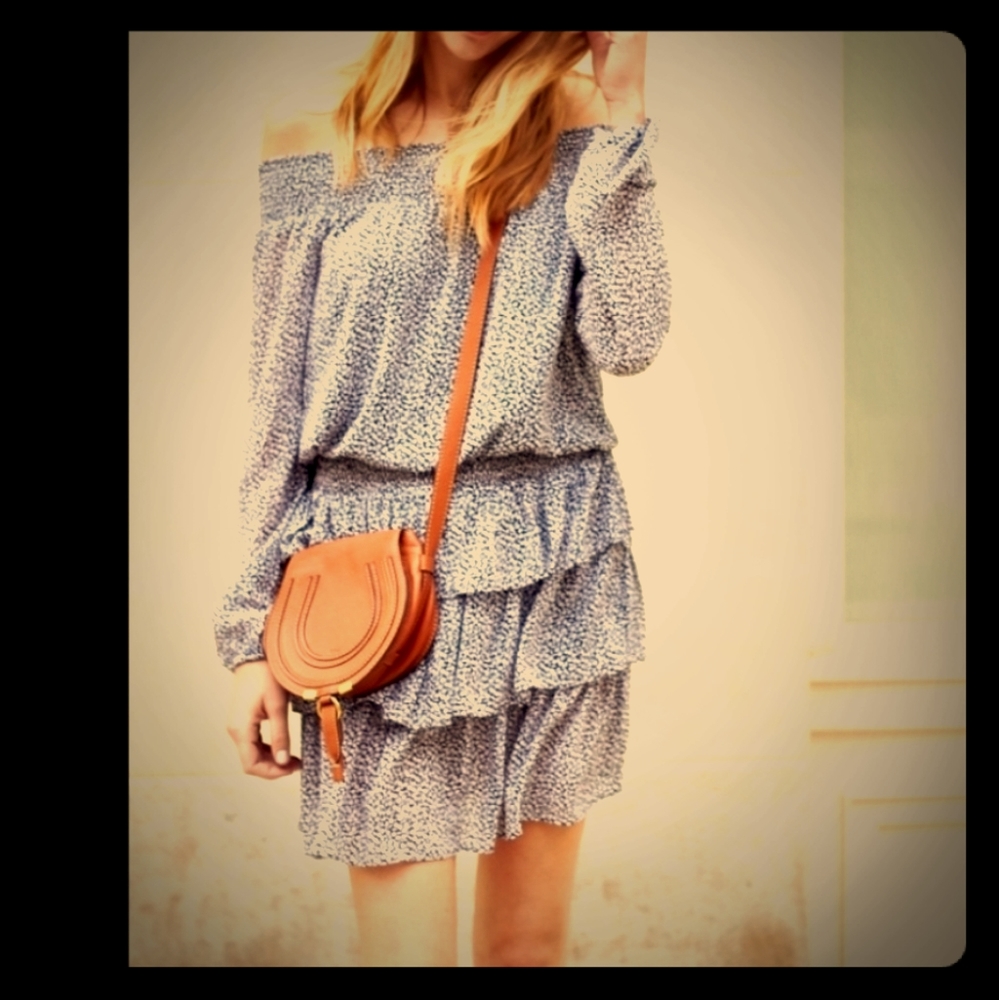 Michael Kors Sunari Drop Waist Ruffle Dress Medium